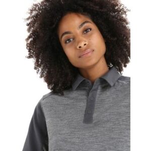 Icebreaker Hike Short Sleeve Top Women - Gritstone Hthr/Monsoon